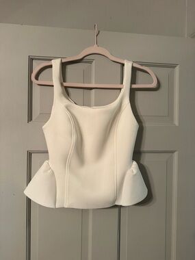 Maeve Ivory Peplum Tank with Sculpted Seams
